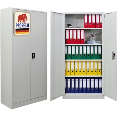 PROREGAL Flügeltürenschrank ELEPHANT Mit 2 Türen Abschließbar HxBxT 180x80x40cm 4 Ebenen Stahl Pulverbeschichtet Lichtgrau Spind Aktenschrank PROREGAL Flügeltürenschrank ELEPHANT Mit 2 Türen Abschließbar HxBxT 180x80x40cm 4 Ebenen Stahl Pulverbeschichtet Lichtgrau Spind Aktenschrank