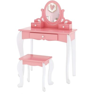 Costway Kinder Schminktisch mit 3 Schubladen & 360° Spiegel Rosa Costway Kinder Schminktisch mit 3 Schubladen & 360° Spiegel Rosa