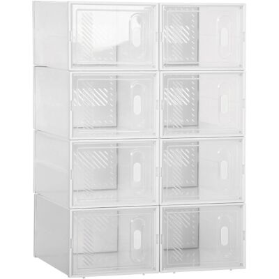 HOMCOM Schuhschrank Kunststoff mit 8 Fächern 35L x 25B x 19H cm Transparent HOMCOM Schuhschrank Kunststoff mit 8 Fächern 35L x 25B x 19H cm Transparent