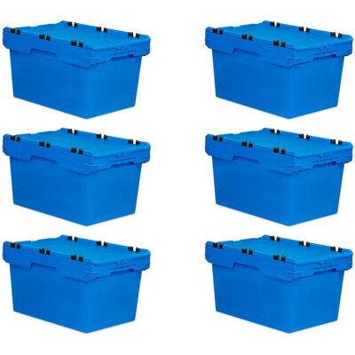 PROREGAL Mega Deal 6x Conical Mehrweg-Stapelbehälter mit Krokodildeckel Blau HxBxT 34,9 x 41 x 61cm 58 Liter Lagerbox Eurobox Transportbox PROREGAL Mega Deal 6x Conical Mehrweg-Stapelbehälter mit Krokodildeckel Blau HxBxT 34,9 x 41 x 61cm 58 Liter Lagerbox Eurobox Transportbox