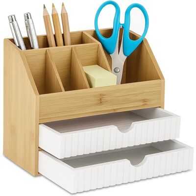 Relaxdays Schreibtisch Organizer Bambus mit 2 Schubladen und 5 Fächern 19 cm x 24 cm x 14 cm 1,4 kg Relaxdays Schreibtisch Organizer Bambus mit 2 Schubladen und 5 Fächern 19 cm x 24 cm x 14 cm 1,4 kg