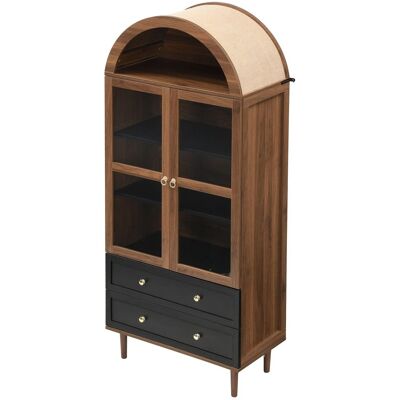 okwish Kommode mit Gewölbtem Glas Verstellbaren Regalen Wohnzimmer 70x38x165cm Schwarz okwish Kommode mit Gewölbtem Glas Verstellbaren Regalen Wohnzimmer 70x38x165cm Schwarz