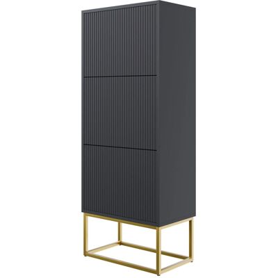 VELDIO Schuhschrank - 3 Türen - 50x30x125 cm - Schwarz mit Goldfüßen VELDIO Schuhschrank - 3 Türen - 50x30x125 cm - Schwarz mit Goldfüßen