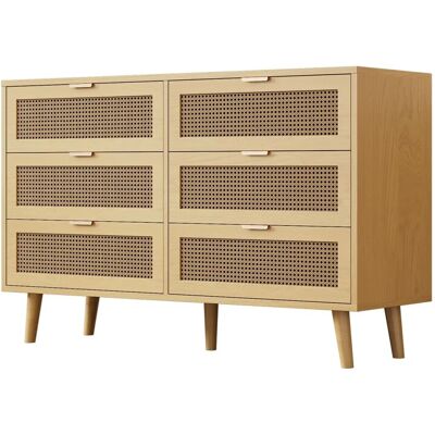 okwish Kommode mit Schubladen Metallgriffe Schlafzimmer 120x40x76cm Natur okwish Kommode mit Schubladen Metallgriffe Schlafzimmer 120x40x76cm Natur