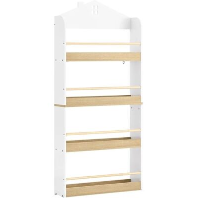 SoBuy Bücherregal Kinderregal Wandregal mit 4 Ablagen Weiß-Natur 60x130,5x15cm KMB121-WN SoBuy Bücherregal Kinderregal Wandregal mit 4 Ablagen Weiß-Natur 60x130,5x15cm KMB121-WN