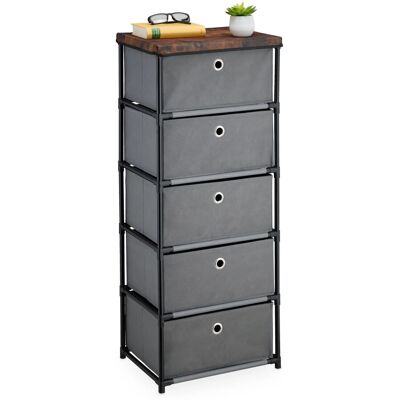 Relaxdays Kommode Stahl Grau mit Stoffschubladen 5 Fächer 105 cm x 43 cm x 33 cm Relaxdays Kommode Stahl Grau mit Stoffschubladen 5 Fächer 105 cm x 43 cm x 33 cm