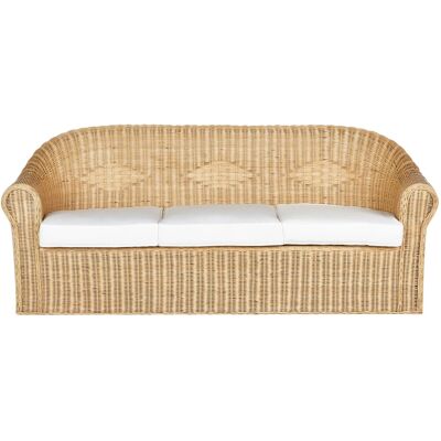 Beliani Gartensofa Natur Rattan Boho 3-Sitzer Beliani Gartensofa Natur Rattan Boho 3-Sitzer