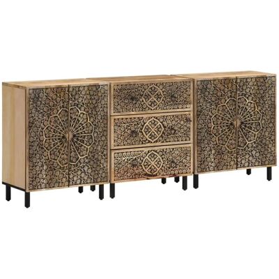 vidaXL Seitenschrank - Massives Mango Holz Retro Stil - 3-tlg Sideboard vidaXL Seitenschrank - Massives Mango Holz Retro Stil - 3-tlg Sideboard