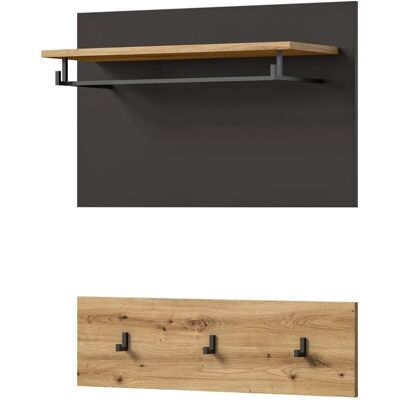 Inn.Furn Garderobenpaneel Eiche Grau 80 cm mit Kleiderstange Cooper Inn.Furn Garderobenpaneel Eiche Grau 80 cm mit Kleiderstange Cooper