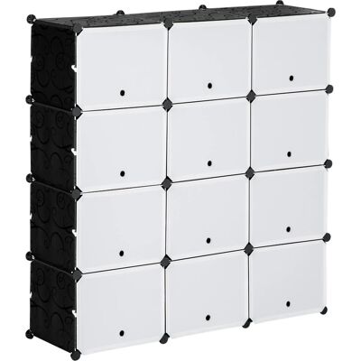 HOMCOM Regalsystem mit 12 Würfeln PP Stahl Schwarz 125L x 32B x 125H cm HOMCOM Regalsystem mit 12 Würfeln PP Stahl Schwarz 125L x 32B x 125H cm