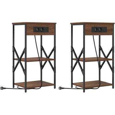 vidaXL Nachttisch mit Regal 2 Stk Braun Eichen-Optik 41 x 31 x 76 cm 859534 vidaXL Nachttisch mit Regal 2 Stk Braun Eichen-Optik 41 x 31 x 76 cm 859534