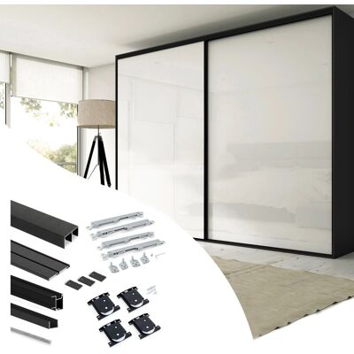 Emuca Set für Placard 74 Schiebetürschrank Soft-Close Sharp-Griffe 19 mm Stärke ohne Paneele Schwarz Lackiert Emuca Set für Placard 74 Schiebetürschrank Soft-Close Sharp-Griffe 19 mm Stärke ohne Paneele Schwarz Lackiert
