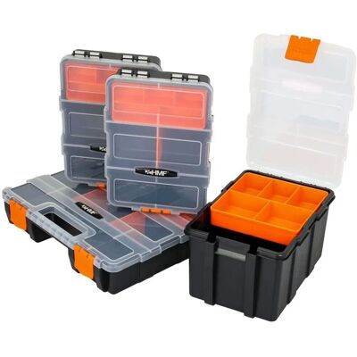HMF STK301-18 Sortierbox 4-Teilig Leer Sortimentskasten Für Werkzeug Und Kleinteile Zur Ordnung Und Aufbewahrung HMF STK301-18 Sortierbox 4-Teilig Leer Sortimentskasten Für Werkzeug Und Kleinteile Zur Ordnung Und Aufbewahrung