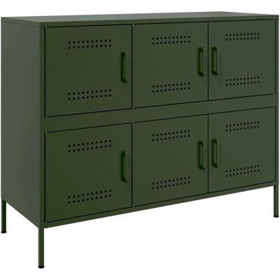 vidaXL Sideboard Olivgrün 100,5x39x79 cm Stahl 843100 vidaXL Sideboard Olivgrün 100,5x39x79 cm Stahl 843100