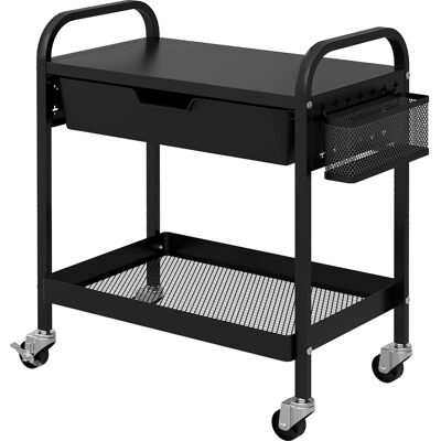 HOMCOM Rollwagen Kunststoff Stahl Schwarz 61L x 32,6B x 58,5H cm HOMCOM Rollwagen Kunststoff Stahl Schwarz 61L x 32,6B x 58,5H cm