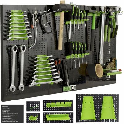 TRUTZHOLM Werkzeugwand 120x60 cm 17 Teile Set Metall Lochwand TRUTZHOLM Werkzeugwand 120x60 cm 17 Teile Set Metall Lochwand