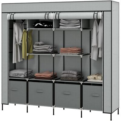 HOMCOM Stoffschrank mit Kleiderstange 4 Schubladen 166 x 42,5x169,5cm Dunkelgrau HOMCOM Stoffschrank mit Kleiderstange 4 Schubladen 166 x 42,5x169,5cm Dunkelgrau
