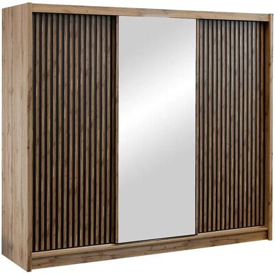 CALOWI Kleiderschrank - 250cm Schiebetüren - Mit Spiegel - Zeitgenössisch CALOWI Kleiderschrank - 250cm Schiebetüren - Mit Spiegel - Zeitgenössisch