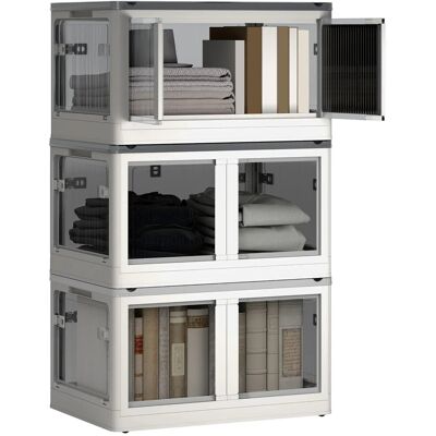 HOMCOM Aufbewahrungsbox 69L Stapelbar mit Rollen Faltbar 5-Seitiger Zugang HOMCOM Aufbewahrungsbox 69L Stapelbar mit Rollen Faltbar 5-Seitiger Zugang