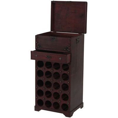 BERLINLODGE Weinregal Mit Schublade Und Truhe Flaschenregal Für 20 Flaschen HxBxT 94x46x38cm Kolonialstil Rot/Braun BERLINLODGE Weinregal Mit Schublade Und Truhe Flaschenregal Für 20 Flaschen HxBxT 94x46x38cm Kolonialstil Rot/Braun
