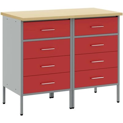 vidaXL Werkbank mit Schubladen 2-Tlg Rot und Grau 100 x 55 x 85 cm 3321363 vidaXL Werkbank mit Schubladen 2-Tlg Rot und Grau 100 x 55 x 85 cm 3321363