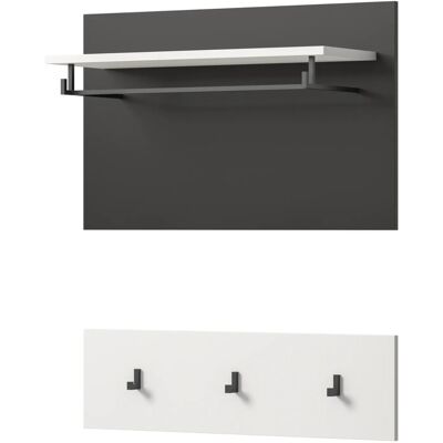 Inn.Furn Garderobenpaneel Set in Weiß und Grau 80 cm Cooper Inn.Furn Garderobenpaneel Set in Weiß und Grau 80 cm Cooper