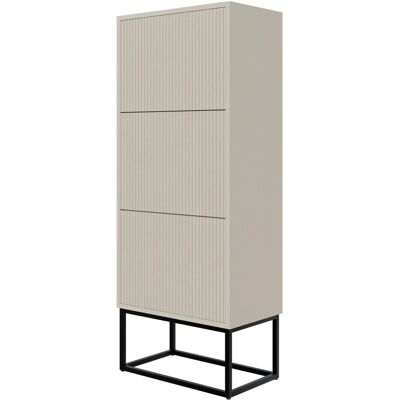 Selsey Schuhschrank Veldio - 3 Türen, 50x30x125cm, Taupe mit schwarzen Füßen Selsey Schuhschrank Veldio - 3 Türen, 50x30x125cm, Taupe mit schwarzen Füßen