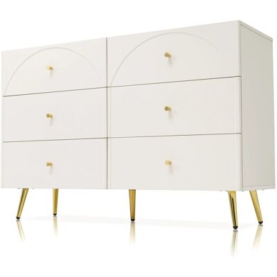 okwish Kommode mit Schubladen Sideboard Schlafzimmer Wohnzimmer 85x120x40cm Cremeweiß okwish Kommode mit Schubladen Sideboard Schlafzimmer Wohnzimmer 85x120x40cm Cremeweiß