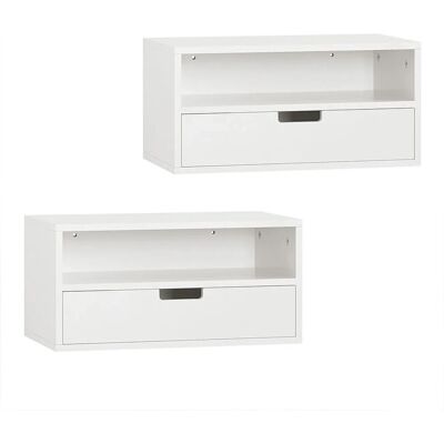 SoBuy 2er Set Schwebender Nachttisch Wandschrank mit Schublade 45x22x25cm Weiß NKD03-Wx2 SoBuy 2er Set Schwebender Nachttisch Wandschrank mit Schublade 45x22x25cm Weiß NKD03-Wx2