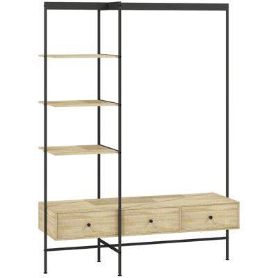HOMCOM Hall Tree Metall Spanplatte 135 x 48 x 180 cm Eiche HOMCOM Hall Tree Metall Spanplatte 135 x 48 x 180 cm Eiche