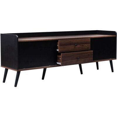 okwish TV Schrank mit Schiebetüren Schubladen Stauraum Wohnzimmer 160×40×58cm Schwarz okwish TV Schrank mit Schiebetüren Schubladen Stauraum Wohnzimmer 160×40×58cm Schwarz