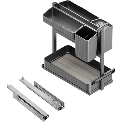 Emuca Harmony-Ausziehwagen mit Soft-Close Modul Breite 400 mm Höhe 800 mm Stahl und Holz Anthrazitgrau Emuca Harmony-Ausziehwagen mit Soft-Close Modul Breite 400 mm Höhe 800 mm Stahl und Holz Anthrazitgrau