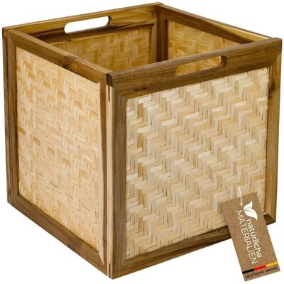 HMF 37640-M1 Aufbewahrungskorb Kallax Regale Korb Rattan Wiener Geflecht und Akazienholz Muster 1 32 x 34 x 32 cm HMF 37640-M1 Aufbewahrungskorb Kallax Regale Korb Rattan Wiener Geflecht und Akazienholz Muster 1 32 x 34 x 32 cm