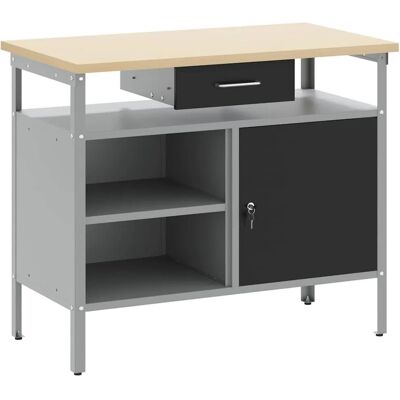 vidaXL Werkbank mit Schubladen Schwarz und Grau 100 x 55 x 85 cm 4103458 vidaXL Werkbank mit Schubladen Schwarz und Grau 100 x 55 x 85 cm 4103458