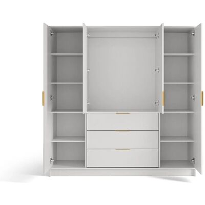 Vente-unique Kleiderschrank Lirmada Naturfarben Hell Weiß 196 cm Vente-unique Kleiderschrank Lirmada Naturfarben Hell Weiß 196 cm