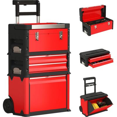 HOMCOM Werkstattwagen inkl. Koffer Werkzeugwagen Leer 52L x 32B x 72H cm HOMCOM Werkstattwagen inkl. Koffer Werkzeugwagen Leer 52L x 32B x 72H cm