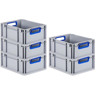 PROREGAL Spar Set 5x Eurobox Nextgen Color HxBxT 17 x 30 x 40 cm 16 Liter Griffe Blau Offen Glatter Boden Eurobehälter Transportbox PROREGAL Spar Set 5x Eurobox Nextgen Color HxBxT 17 x 30 x 40 cm 16 Liter Griffe Blau Offen Glatter Boden Eurobehälter Transportbox