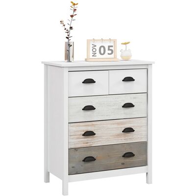 HOMCOM Kommode mit 5 Schubladen Griff Kippschutz Weiß 70 x 38 x 85 cm HOMCOM Kommode mit 5 Schubladen Griff Kippschutz Weiß 70 x 38 x 85 cm