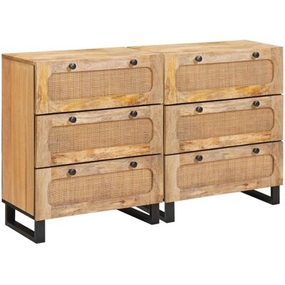 vidaXL Sideboard 2 Stk Braun 60 x 33 x 75 cm Massivholz Mango 3310058 vidaXL Sideboard 2 Stk Braun 60 x 33 x 75 cm Massivholz Mango 3310058