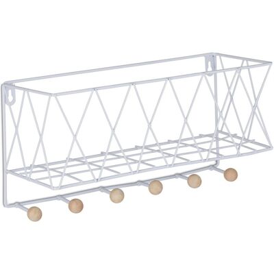 Relaxdays Wandregal Metall Weiß mit 6 Haken 17 cm x 36 cm x 13 cm 0,45 kg Relaxdays Wandregal Metall Weiß mit 6 Haken 17 cm x 36 cm x 13 cm 0,45 kg