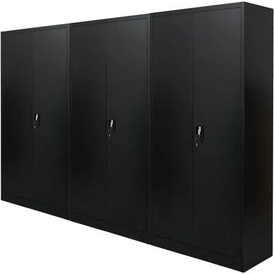 PROREGAL MegaDeal 3x Flügeltürenschrank ELEPHANT Mit 2 Türen Abschließbar HxBxT 180x80x40cm 4 Ebenen Stahl Pulverbeschichtet Schwarz Aktenschrank PROREGAL MegaDeal 3x Flügeltürenschrank ELEPHANT Mit 2 Türen Abschließbar HxBxT 180x80x40cm 4 Ebenen Stahl Pulverbeschichtet Schwarz Aktenschrank