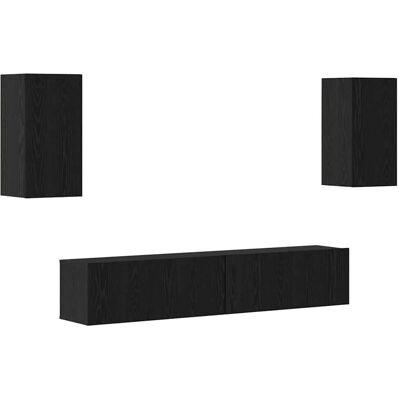 vidaXL TV-Schrank-Set 4-Tlg Schwarz Eichen-Optik 80 x 30 x 30 cm 3393238 vidaXL TV-Schrank-Set 4-Tlg Schwarz Eichen-Optik 80 x 30 x 30 cm 3393238