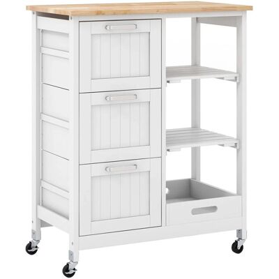 Costway Küchenwagen Rollbare Kücheninsel mit 2 Ebenen, Weiß Costway Küchenwagen Rollbare Kücheninsel mit 2 Ebenen, Weiß