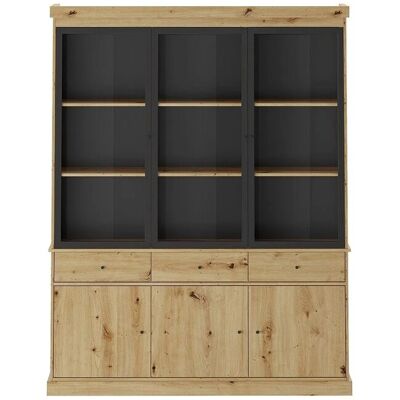 Vente-unique Vitrinenschrank Marsoria Schwarz Naturfarben Hell 172.5 cm Vente-unique Vitrinenschrank Marsoria Schwarz Naturfarben Hell 172.5 cm