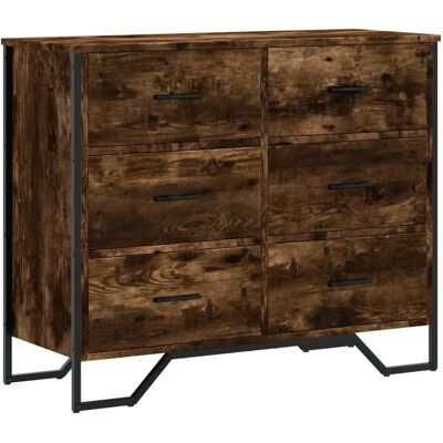 vidaXL Kommode Räuchereiche 91x35,5x74,5 cm Holzwerkstoff 3295304 vidaXL Kommode Räuchereiche 91x35,5x74,5 cm Holzwerkstoff 3295304