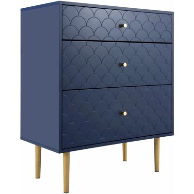 okwish Kommode mit Schubladen Schlafzimmer Wohnzimmer 89x75x40cm Marineblau okwish Kommode mit Schubladen Schlafzimmer Wohnzimmer 89x75x40cm Marineblau