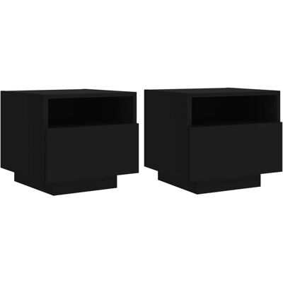 vidaXL Nachttische mit LED-Leuchten 2 Stk Schwarz 40x39x37 cm vidaXL Nachttische mit LED-Leuchten 2 Stk Schwarz 40x39x37 cm