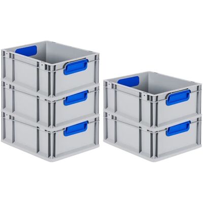 PROREGAL Spar Set 5x Eurobox Nextgen Color HxBxT 17 x 30 x 40 cm 16 Liter Griffe Blau Geschlossen Glatter Boden Eurobehälter Transportbox PROREGAL Spar Set 5x Eurobox Nextgen Color HxBxT 17 x 30 x 40 cm 16 Liter Griffe Blau Geschlossen Glatter Boden Eurobehälter Transportbox