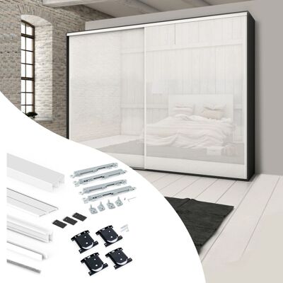 Emuca Set Placard 74 Schiebetürschrank Soft Close Wellenprofil 16 mm Paneele Nicht Inbegriffen Weiß Lackiert Emuca Set Placard 74 Schiebetürschrank Soft Close Wellenprofil 16 mm Paneele Nicht Inbegriffen Weiß Lackiert