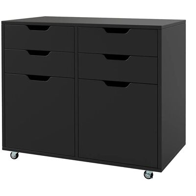 Costway Rollcontainer 4 Schubladen 2 Türen Din A4 Schwarz Costway Rollcontainer 4 Schubladen 2 Türen Din A4 Schwarz